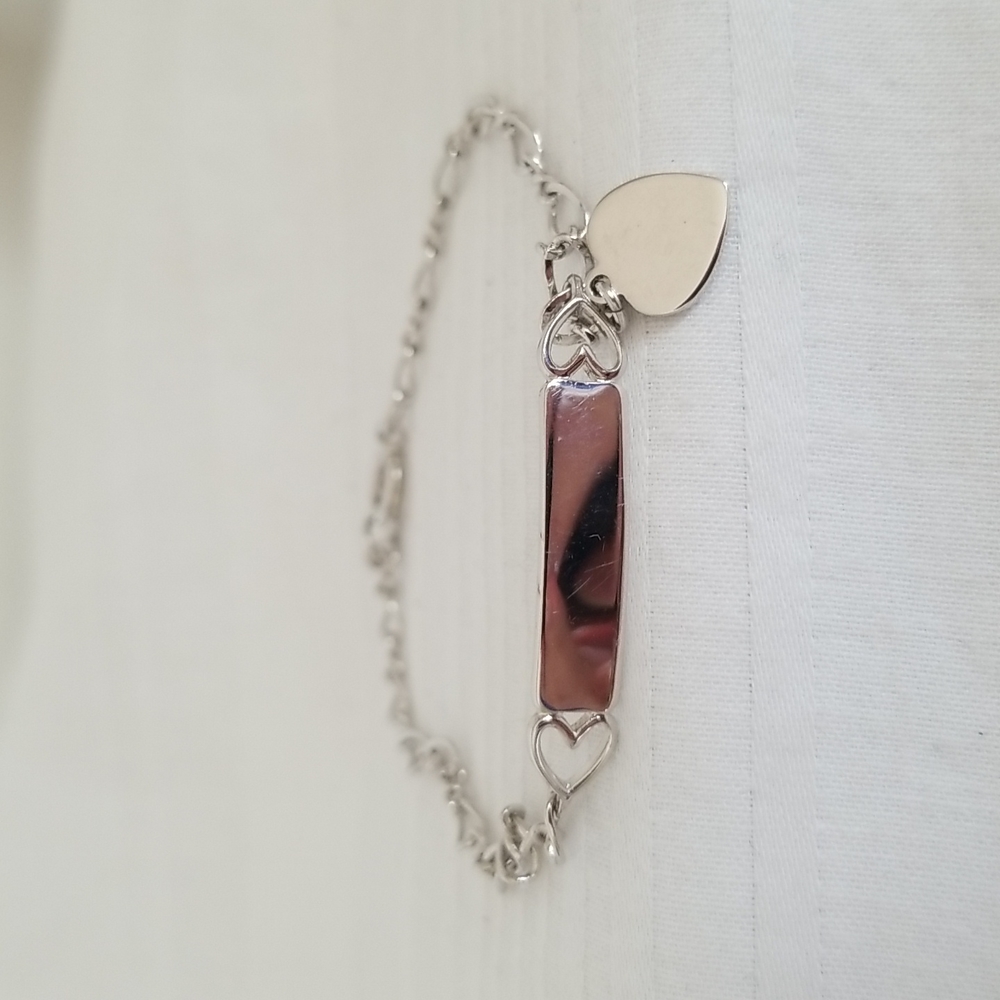 Silver Heart ID Bracelet